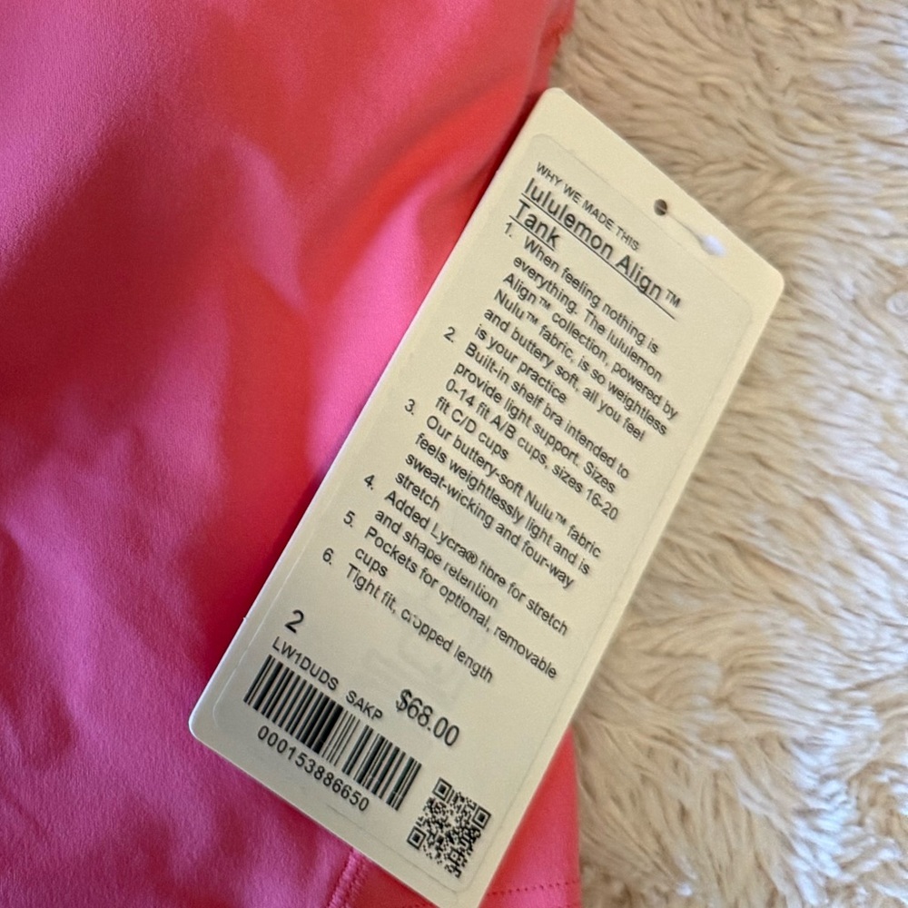 Lulu Pink Align Tank Top - Picture 3 of 3
